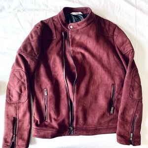 Burgundy men’s sued & leather jacket.